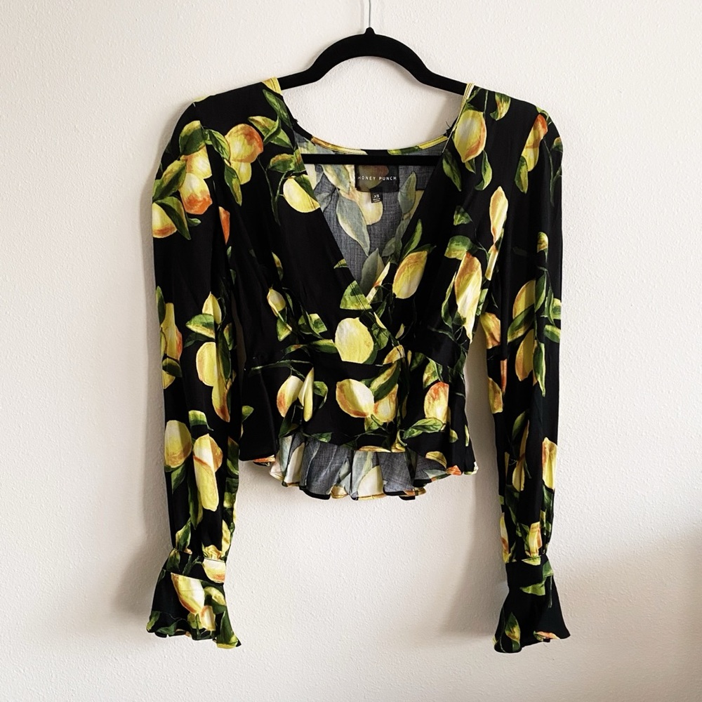 Honey Punch • Lemon Print Blouse - Picture 2 of 4